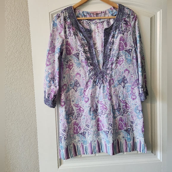 Calypso St. Barth Other - Calypso Purple and Blue Paisley Cotton Cover Up